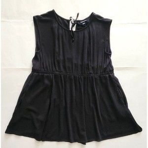 Torrid Black Blouse Top Elastic Waist Women Size 2 Flowy Short Sleeve Pockets